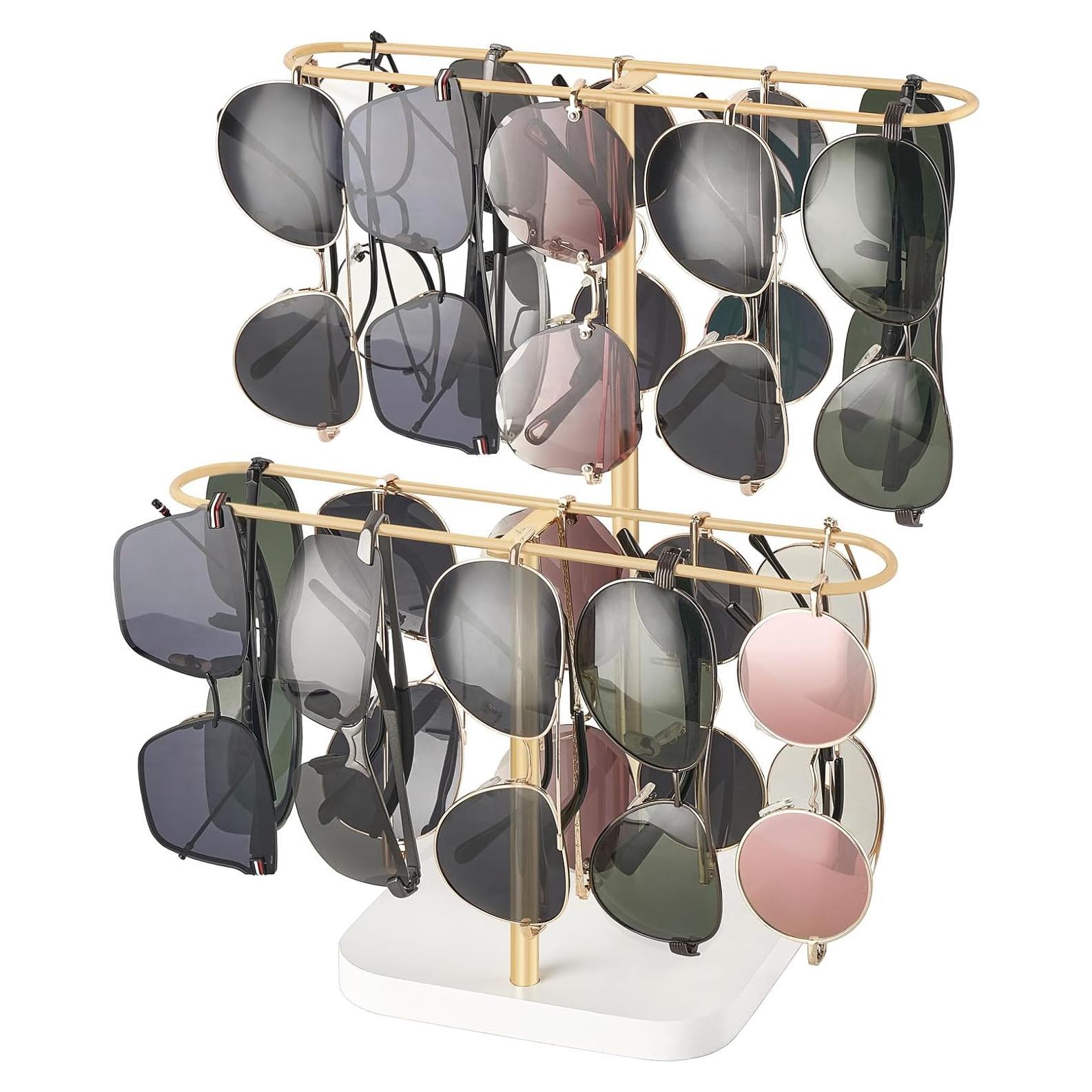 Organizador de Gafas Mkono Dorado para 24 Pares 2 Niveles