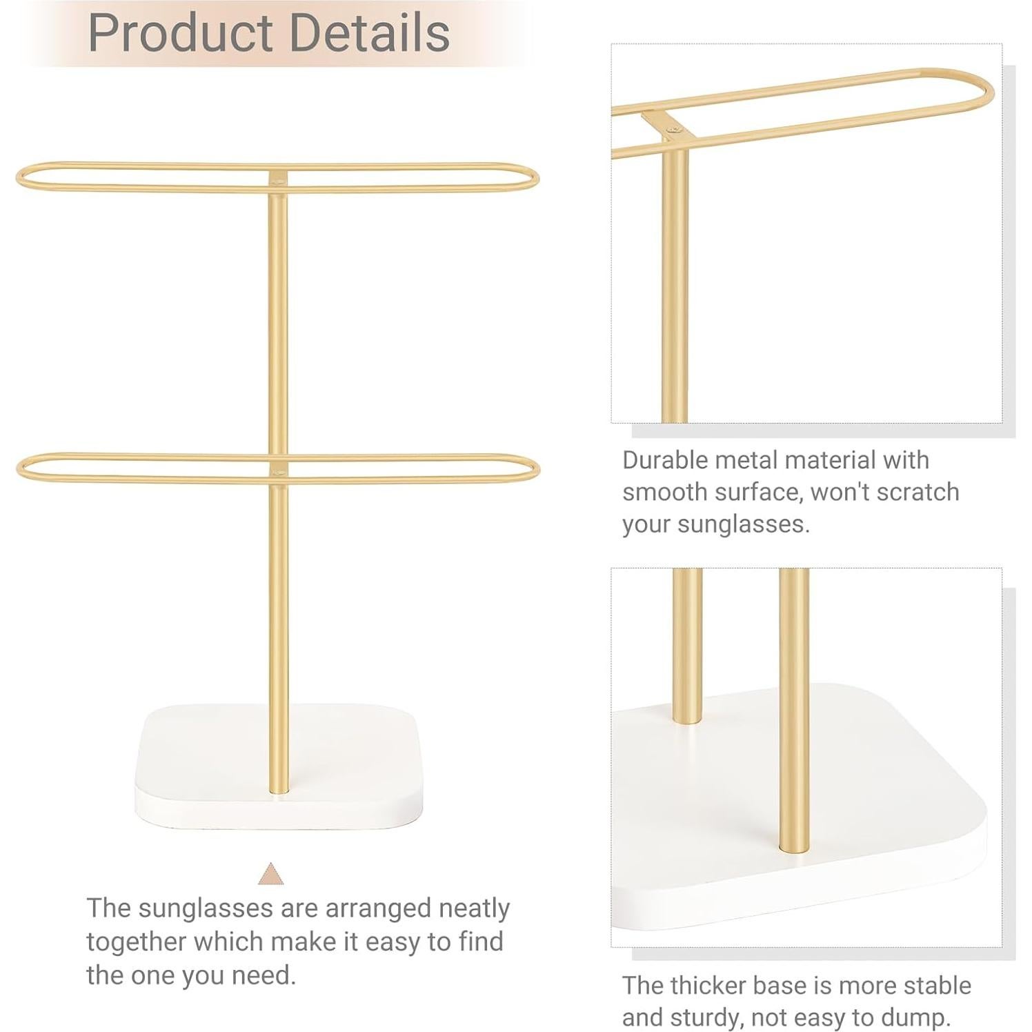 Organizador de Gafas Mkono Dorado para 24 Pares 2 Niveles