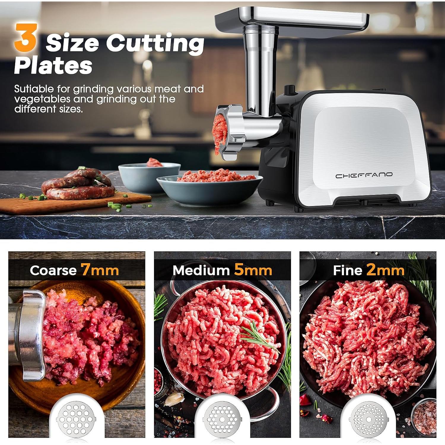 Picadora de Carne Eléctrica CHEFFANO Life 2000W con Accesorios