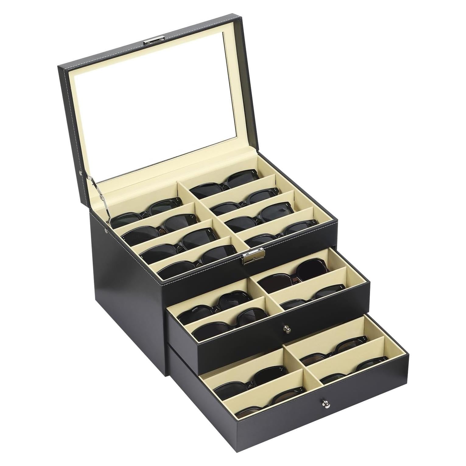 Caja Organizadora de Gafas AUTOARK 24 Compartimentos Negra