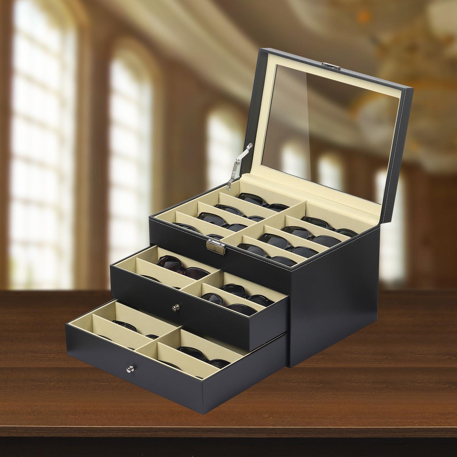 Caja Organizadora de Gafas AUTOARK 24 Compartimentos Negra