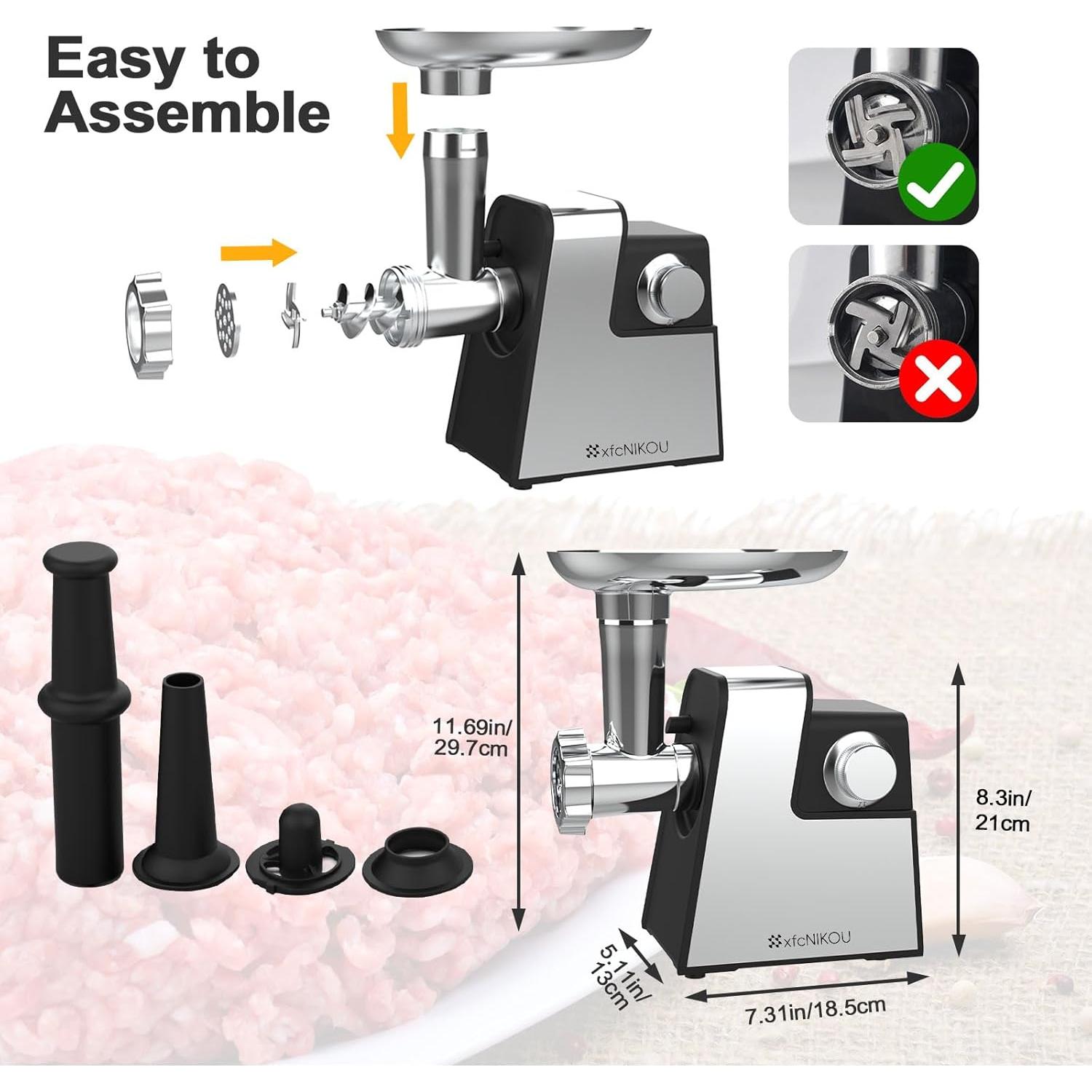 Picadora de Carne Eléctrica XFCNIKOU 2800W Acero Inoxidable