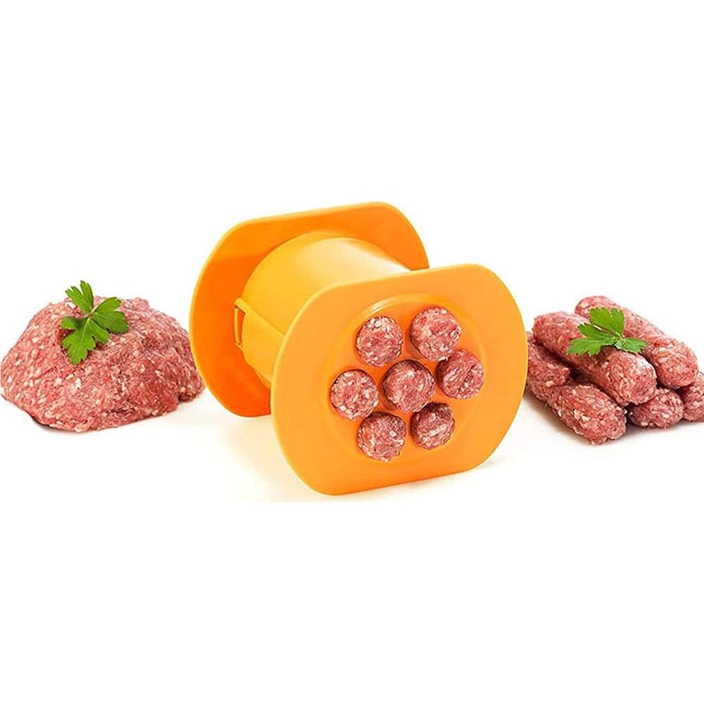 Guppy One Press Cevapcici Sausage Maker Stuffer, 7 Sausages at Once Press Handmade Hot Dog Meat Strip Machine Molds Non Stick Kitchen Meatball Maker Barbecue Grilling Tools BBQ Accessories