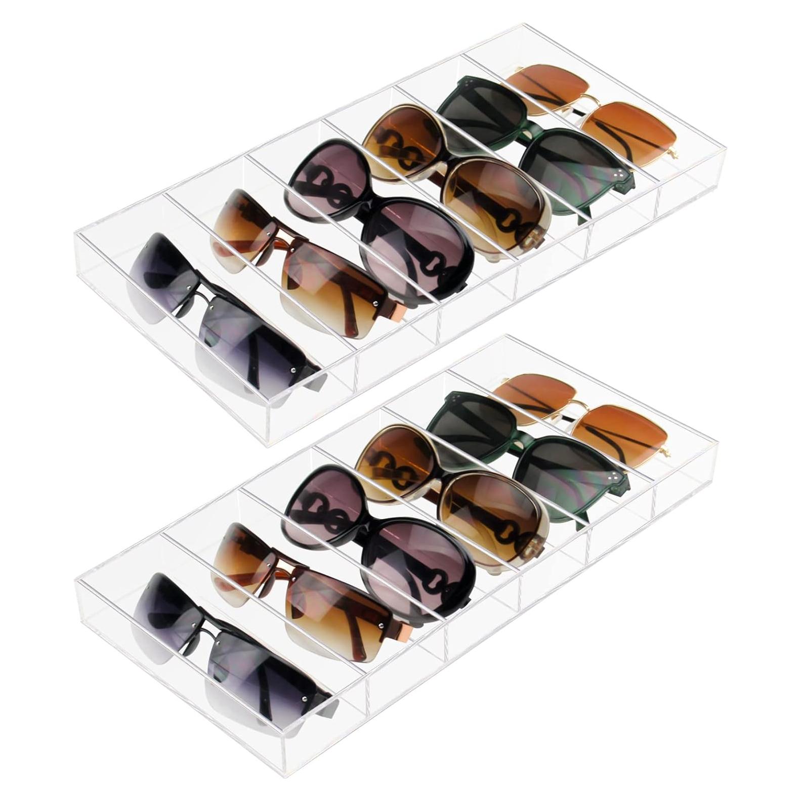 Organizador de Gafas Acrílico Weiai 2 Paquetes 6 Compartimentos