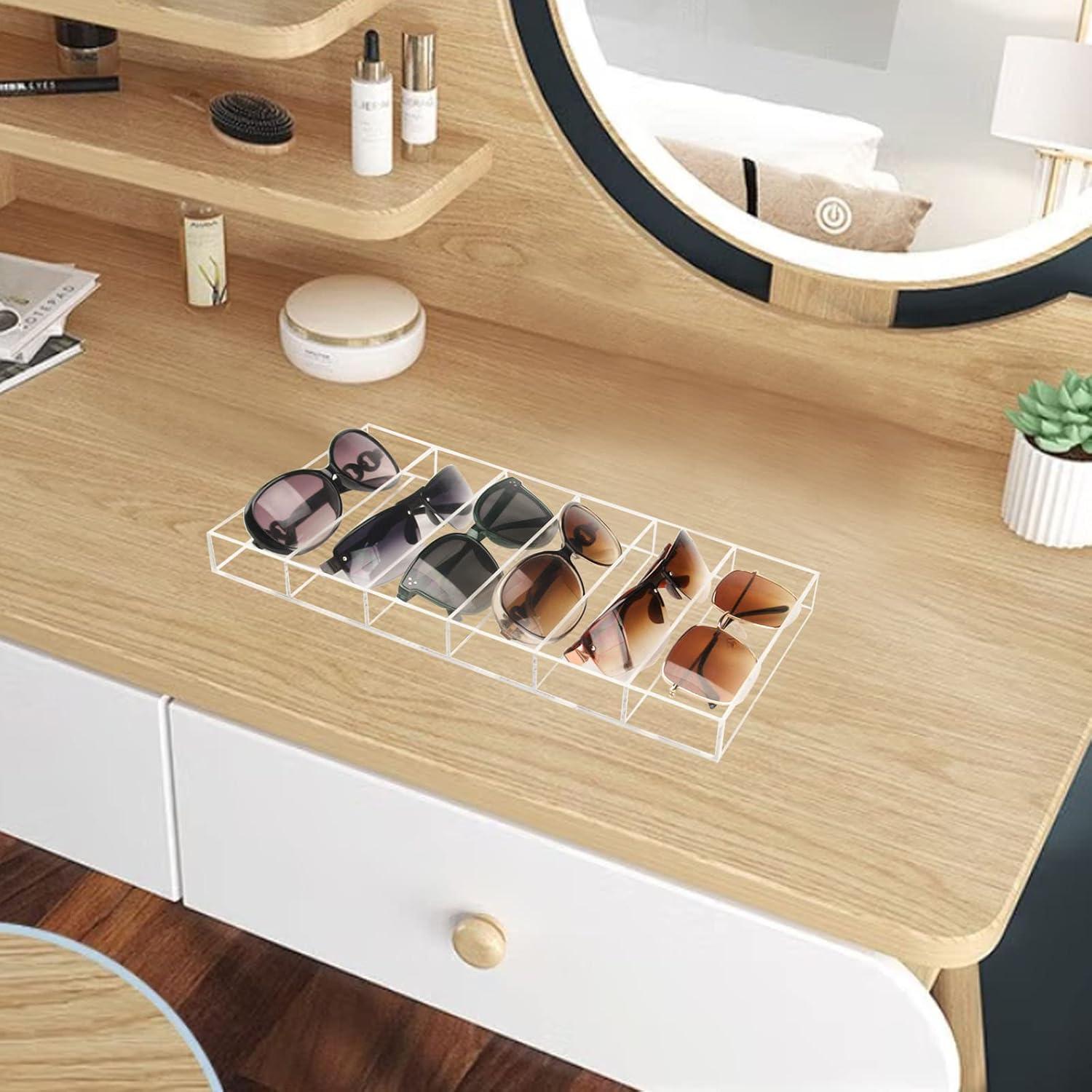 Organizador de Gafas Acrílico Weiai 2 Paquetes 6 Compartimentos