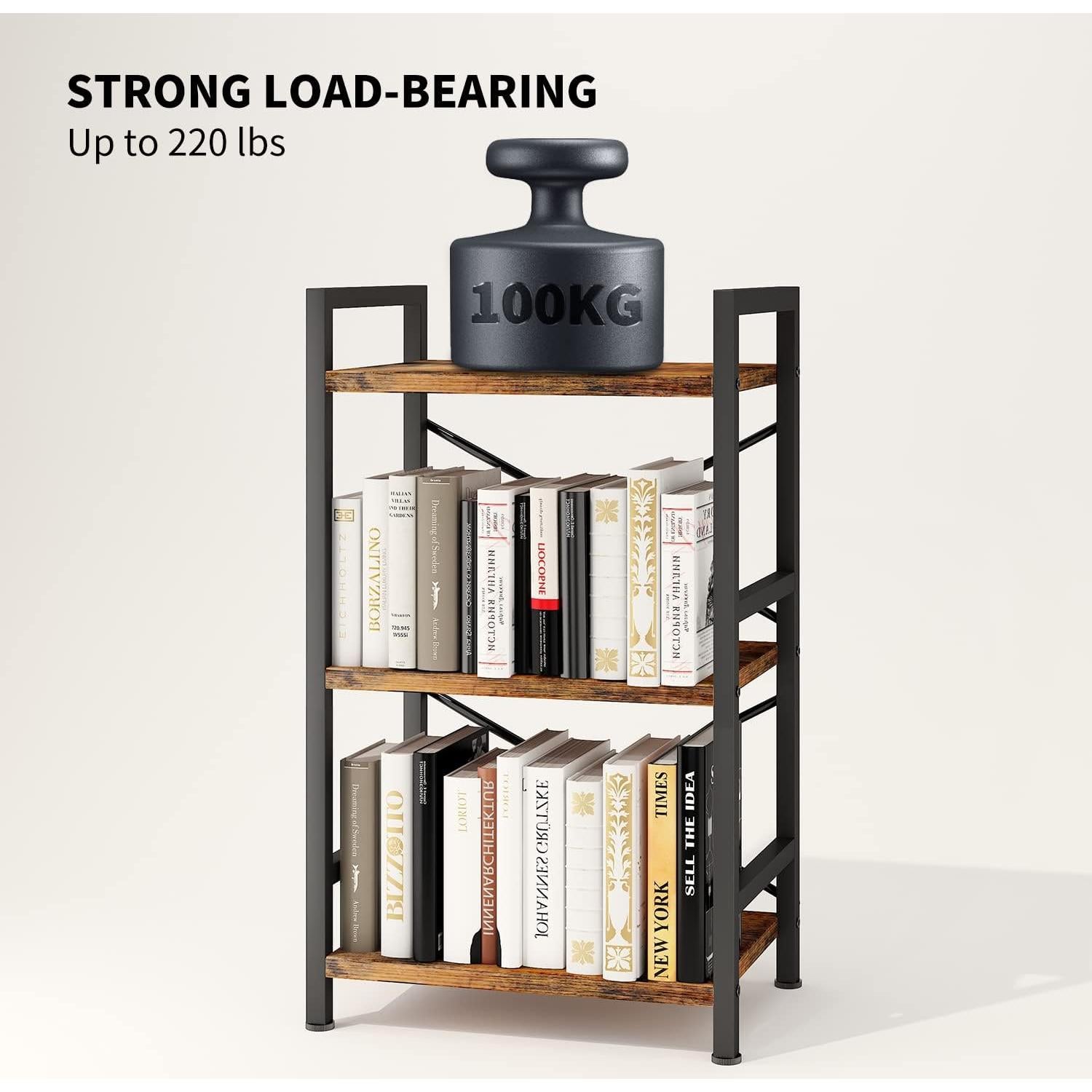 Estantería industrial Homeiju 3 niveles metal rústica 4,99 kg