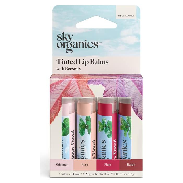 Balsamos Labiales Tinteados Sky Organics 4 Sabores 17g