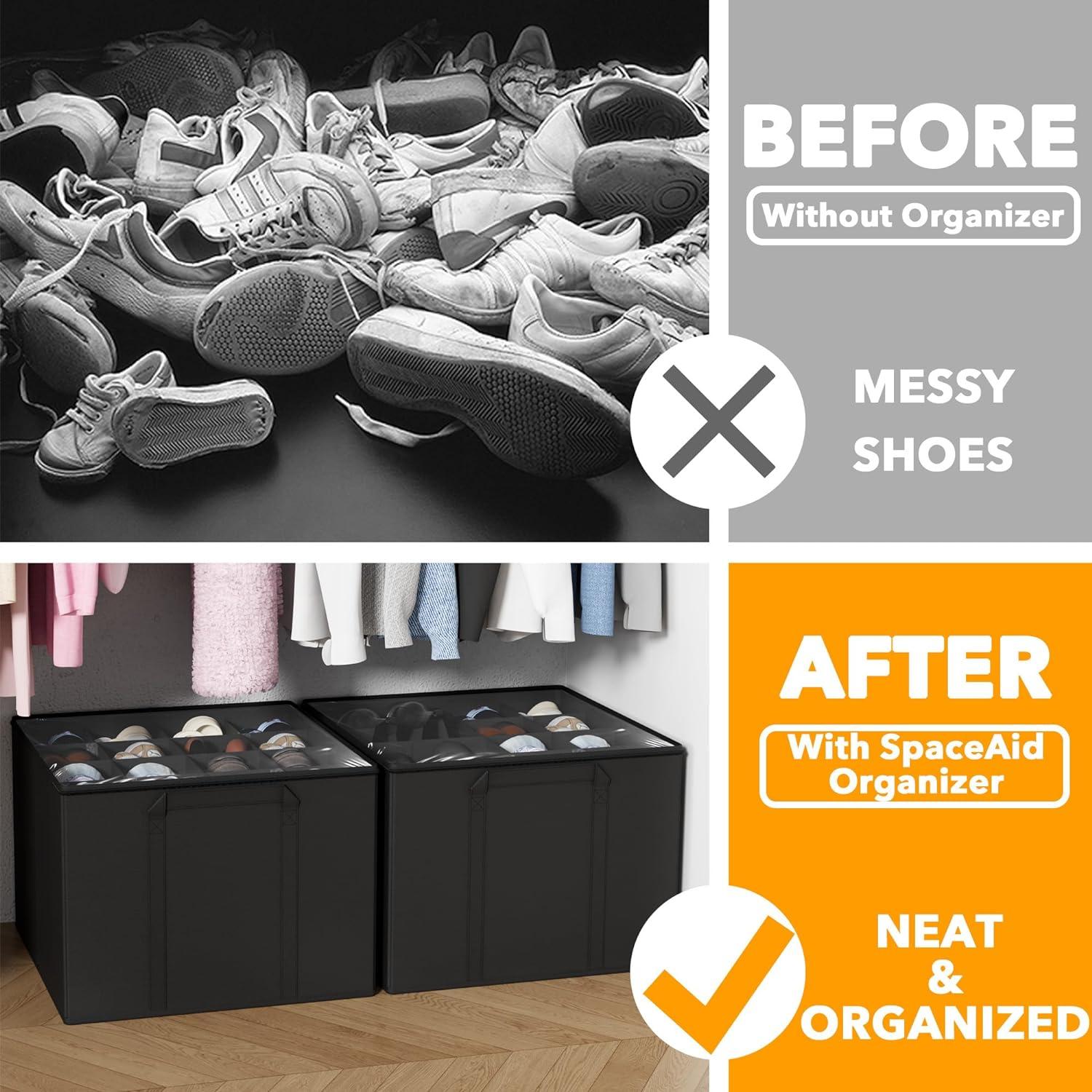 Organizador de Zapatos SpaceAid Plegable 32 Compartimentos Negro