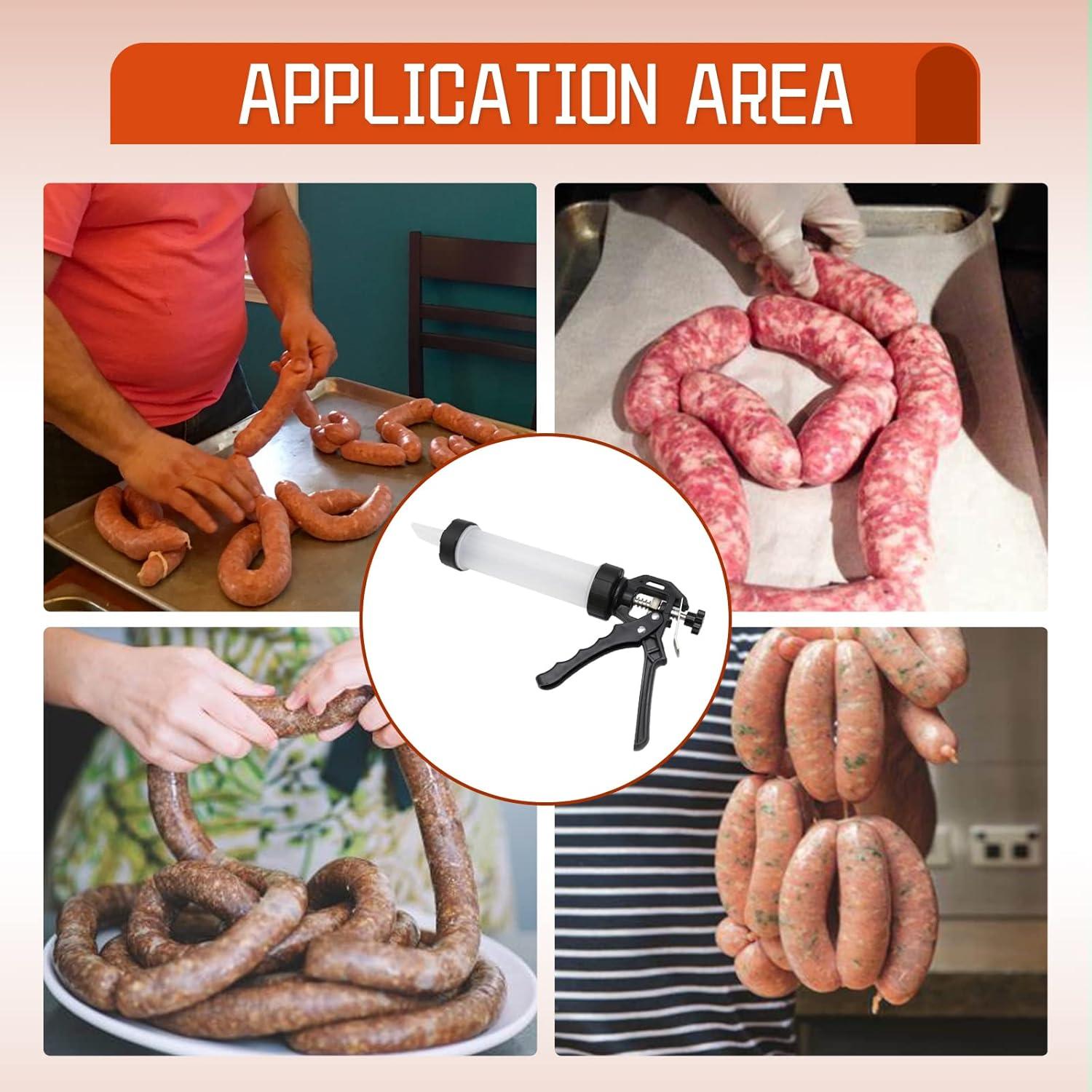 Sausage Stuffer Homemade Sausage Filling Tool Manual Meat Filling Machine Hand Salami Maker with Stuffing Tubes Filling Nozzles