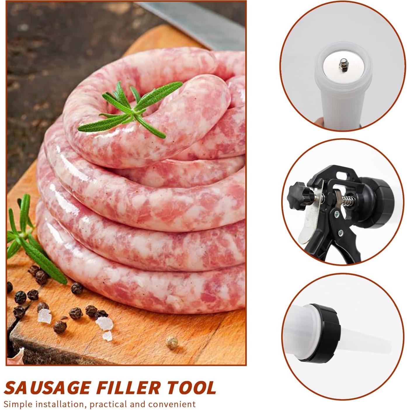 Sausage Stuffer Homemade Sausage Filling Tool Manual Meat Filling Machine Hand Salami Maker with Stuffing Tubes Filling Nozzles
