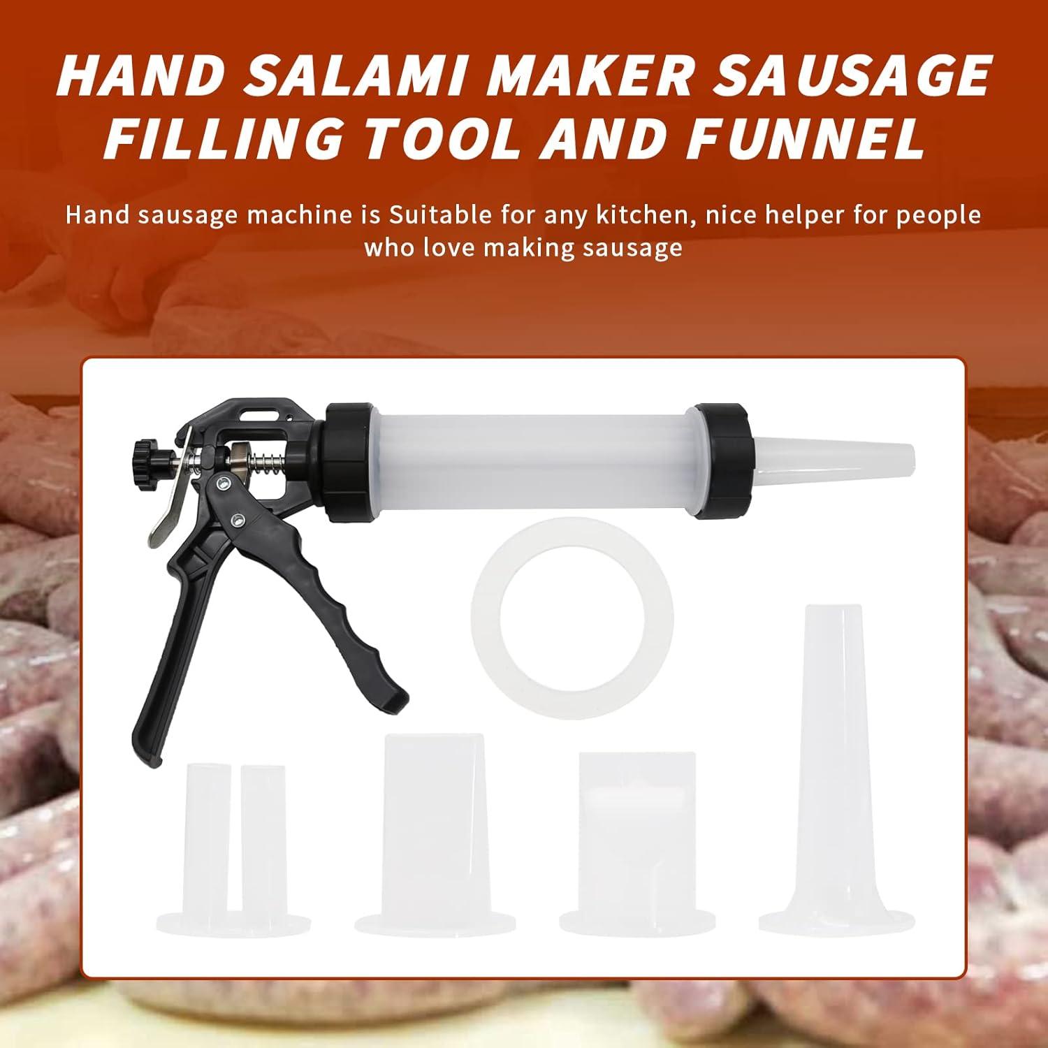 Sausage Stuffer Homemade Sausage Filling Tool Manual Meat Filling Machine Hand Salami Maker with Stuffing Tubes Filling Nozzles