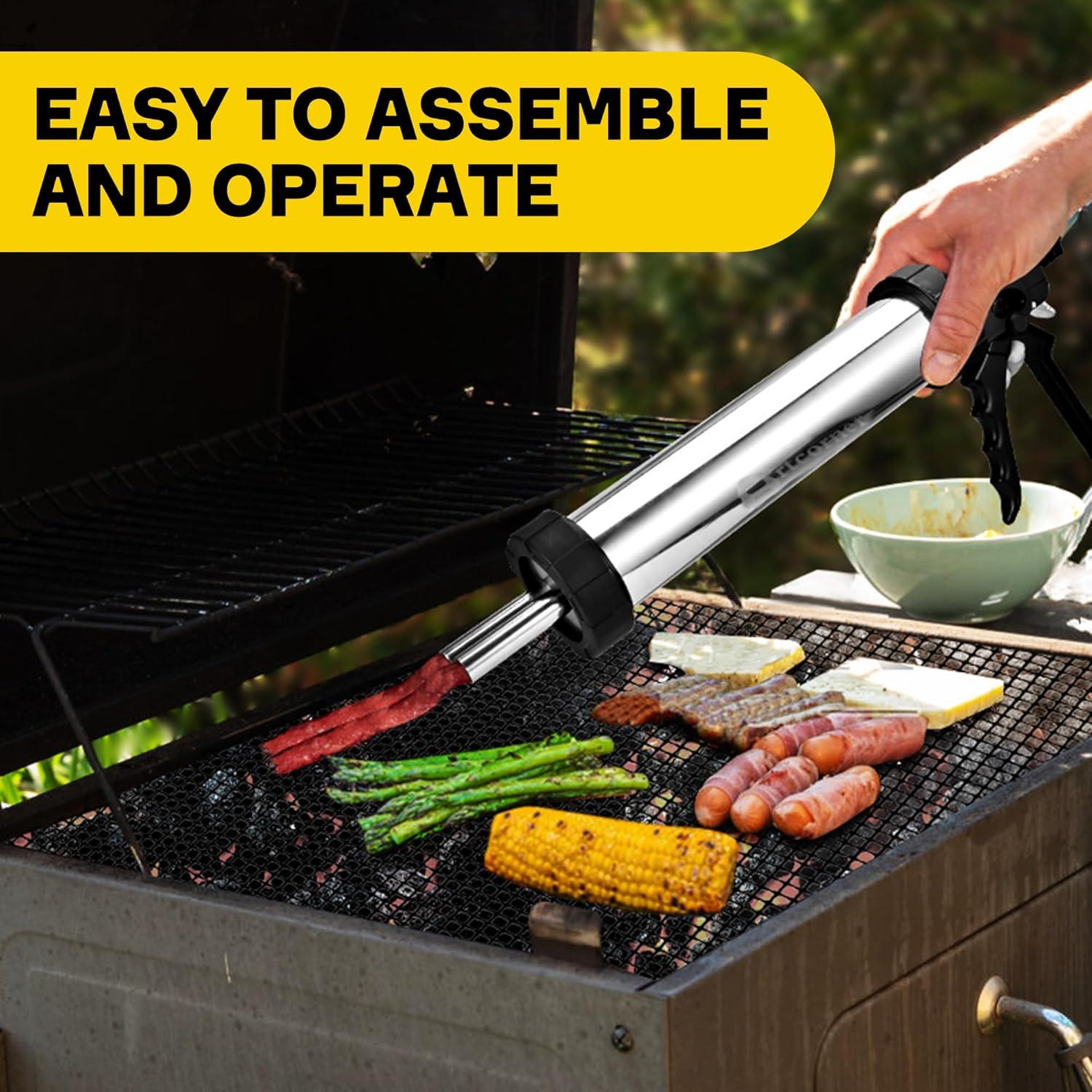 Pistola de Jerky Artcorner 2.0LB Acero Inoxidable Kit Completo