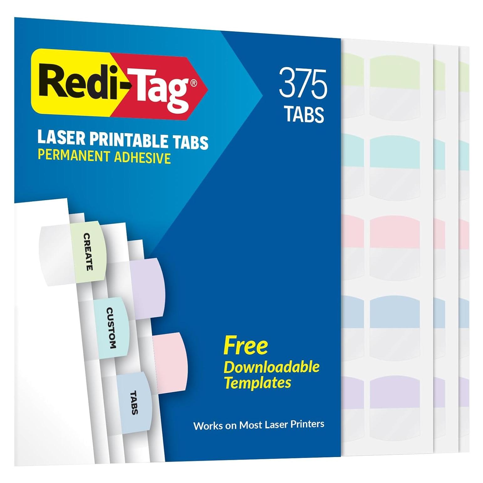Etiquetas Imprimibles Redi-Tag 375 Pzas Pastel 2.86x3.18cm