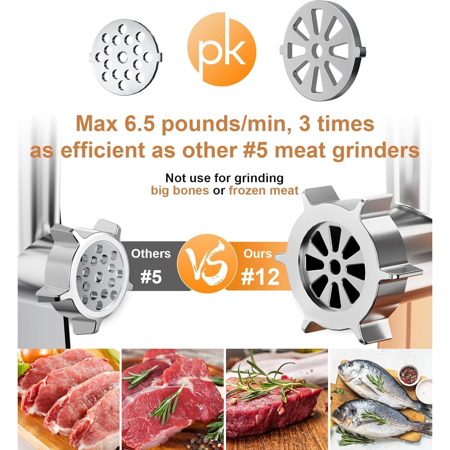 3000W Electric Meat Grinder Sausage Maker Machine Food Grinder with 3 Stainless Steel Sausage Stuffer Tube 3 Grinding Plates Hamburger Press Kubbe Kit for Home Kitchen