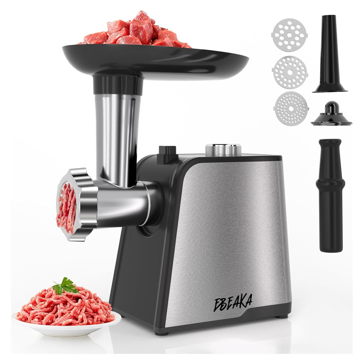 Sausage Stuffer Maker &Electric Meat Grinder , Heavy Duty Meat Mincer with Stainless Steel Blades & 3 Grinding Plates, Food Grinder with Kubbe Kit & Sausage Stuffer Tubes