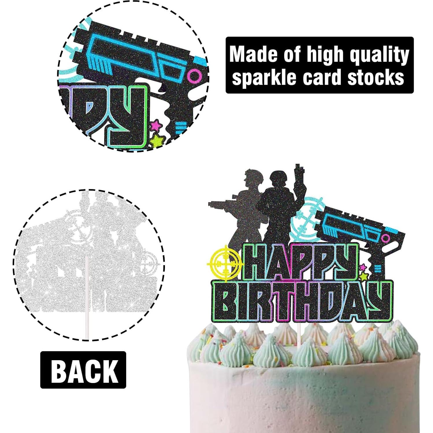 Topper de pastel láser tag feliz cumpleaños 12.7 cm