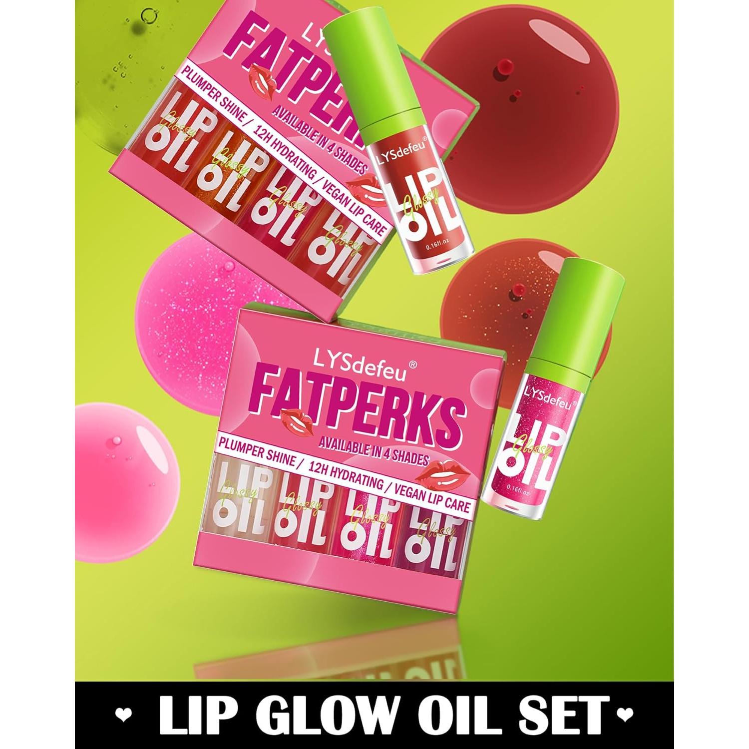 Aceite de Labios Hidratante LYSdefeu Set A 4 Colores