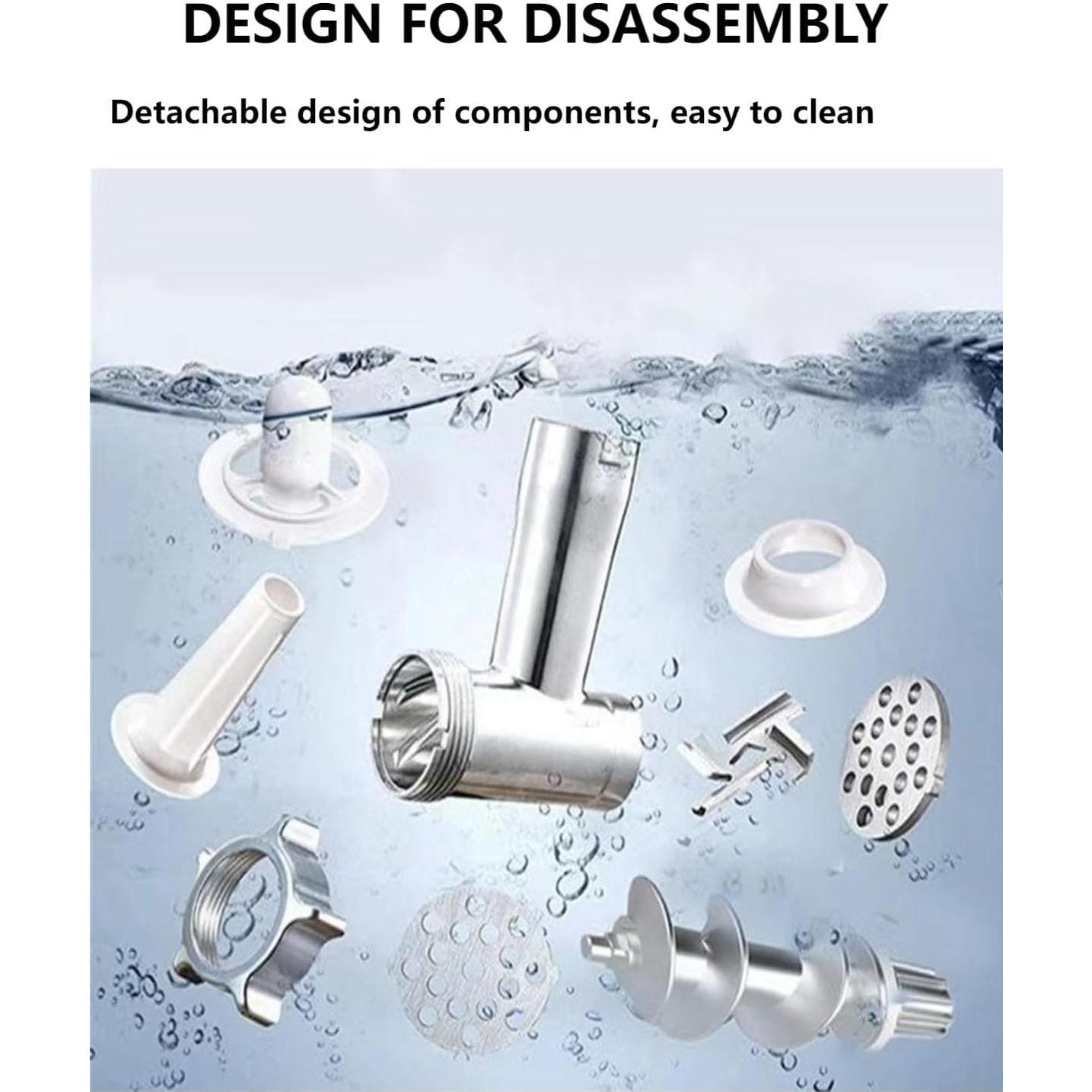 Electric Meat Grinder, Multifunctional Household Food Processing Machine, Stainless Steel White