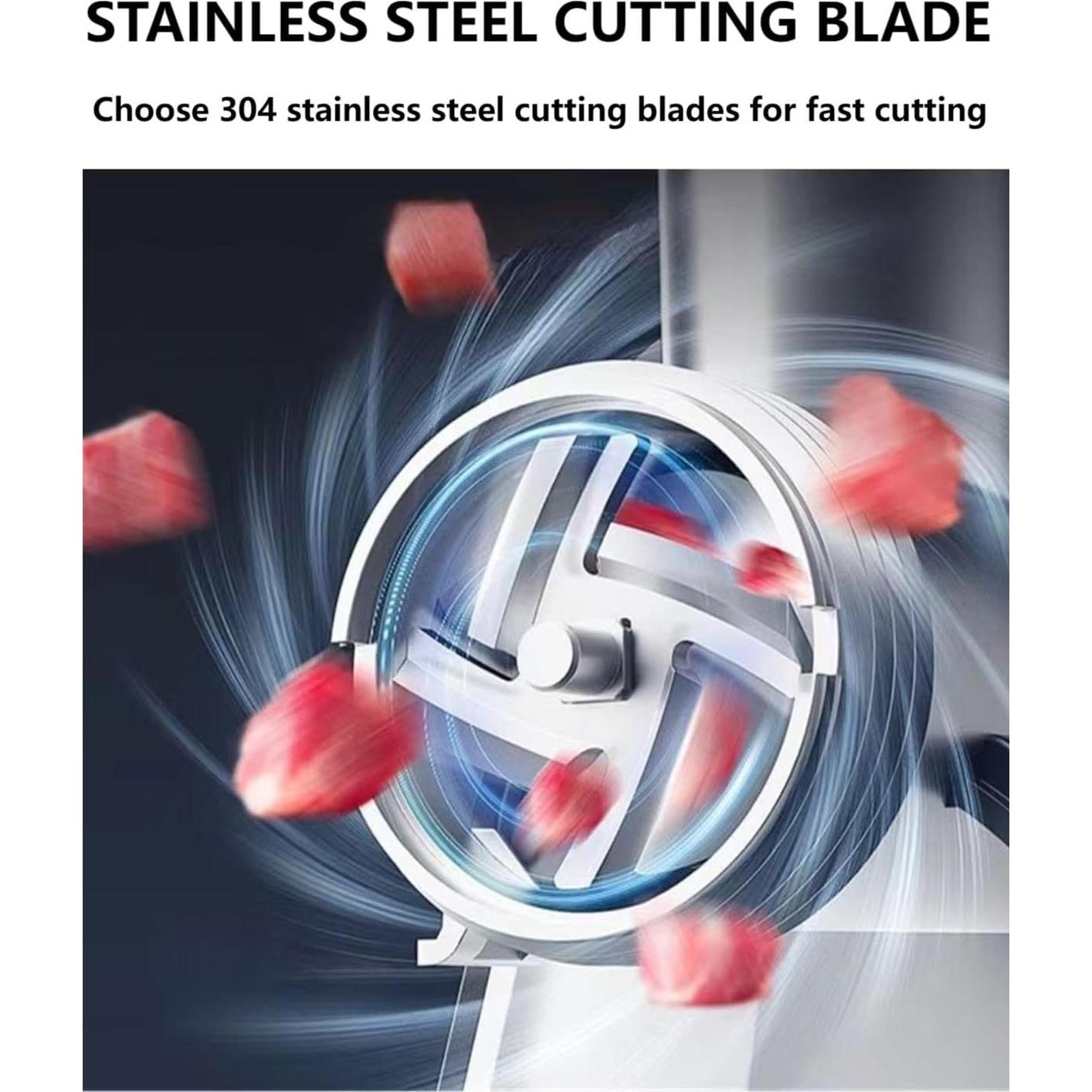 Electric Meat Grinder, Multifunctional Household Food Processing Machine, Stainless Steel White