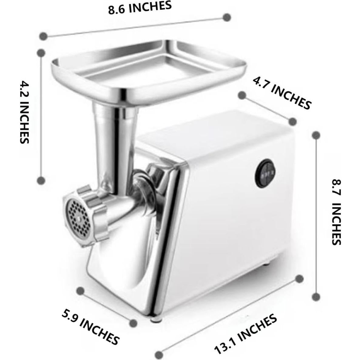 Electric Meat Grinder, Multifunctional Household Food Processing Machine, Stainless Steel White