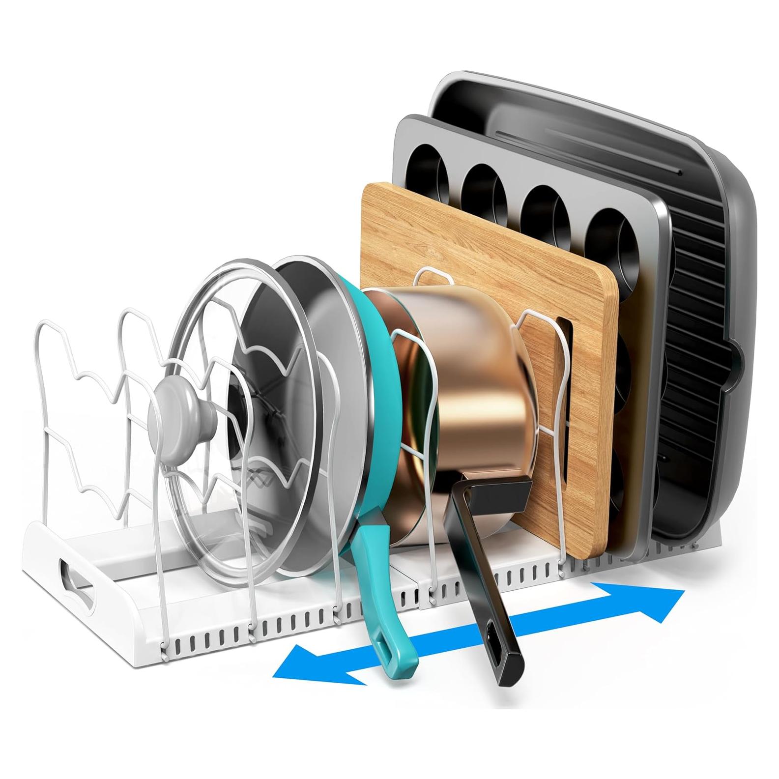 Organizador de Sartenes Ajustable Simple Houseware, 10 Compartimentos, Blanco