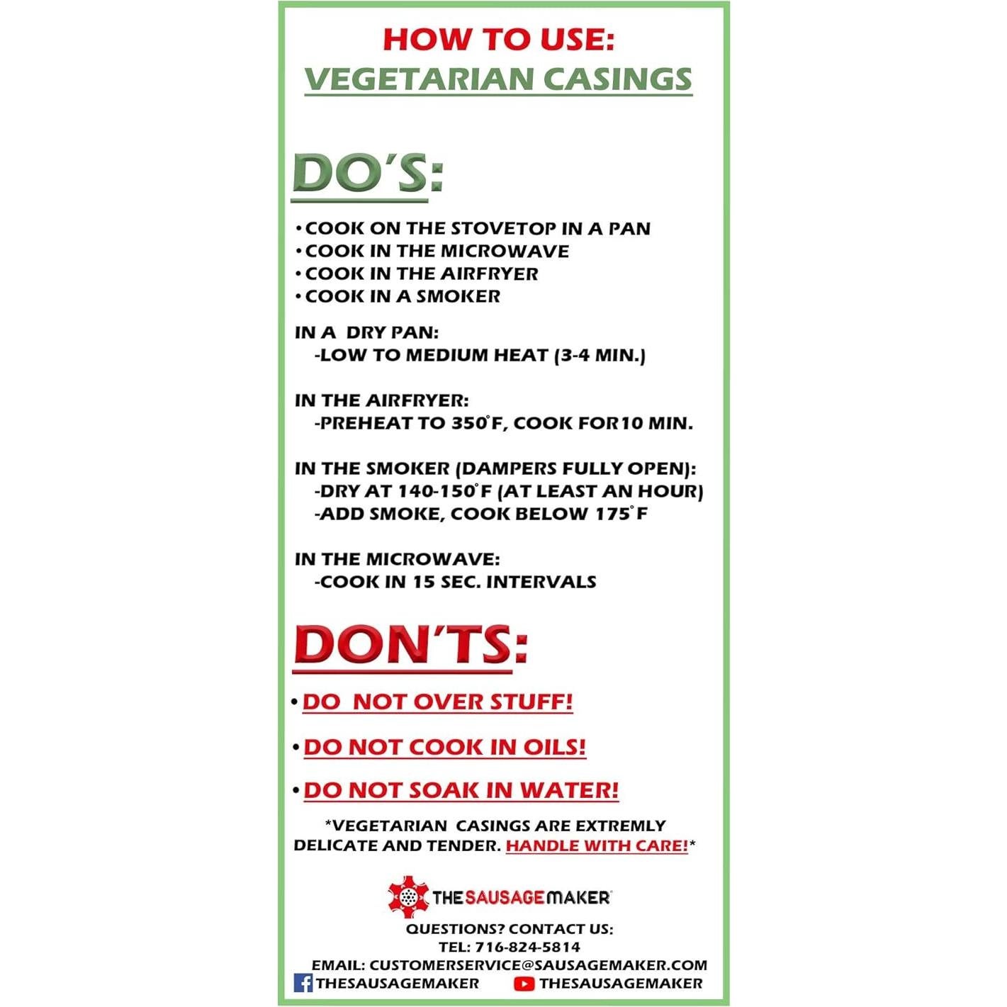 Fundas de Salchichas Vegetarianas Strand 2.54cm - 15 unidades