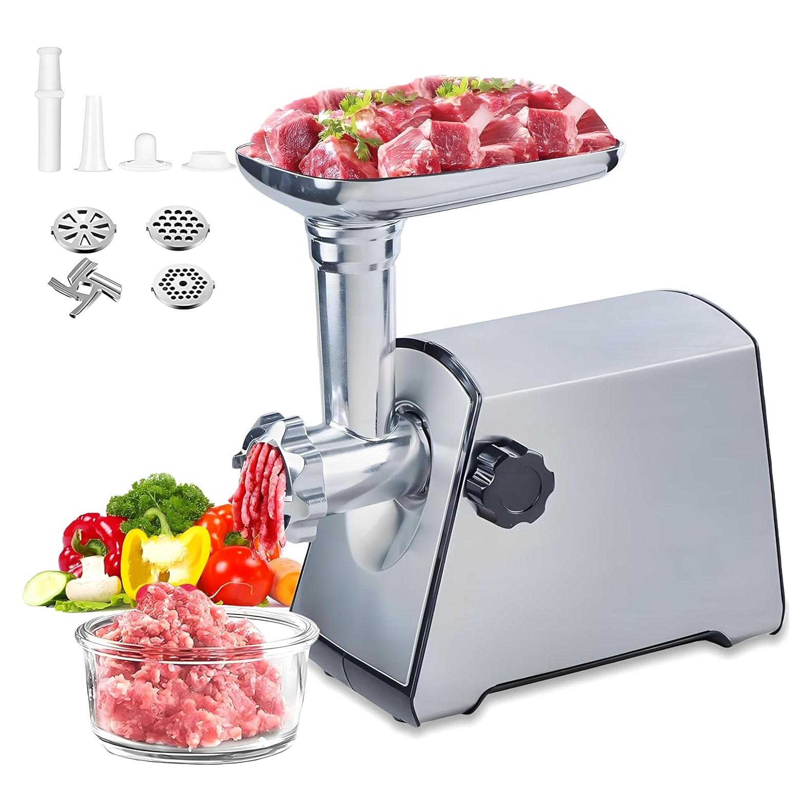 Picadora de Carne Eléctrica BenRich 2800W con 3 Placas y Kit de Salchichas