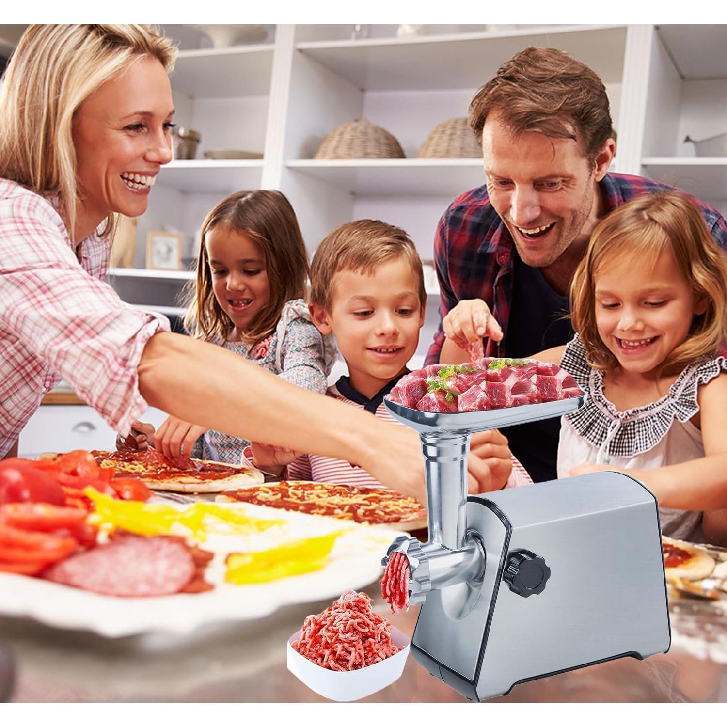 Picadora de Carne Eléctrica BenRich 2800W con 3 Placas y Kit de Salchichas