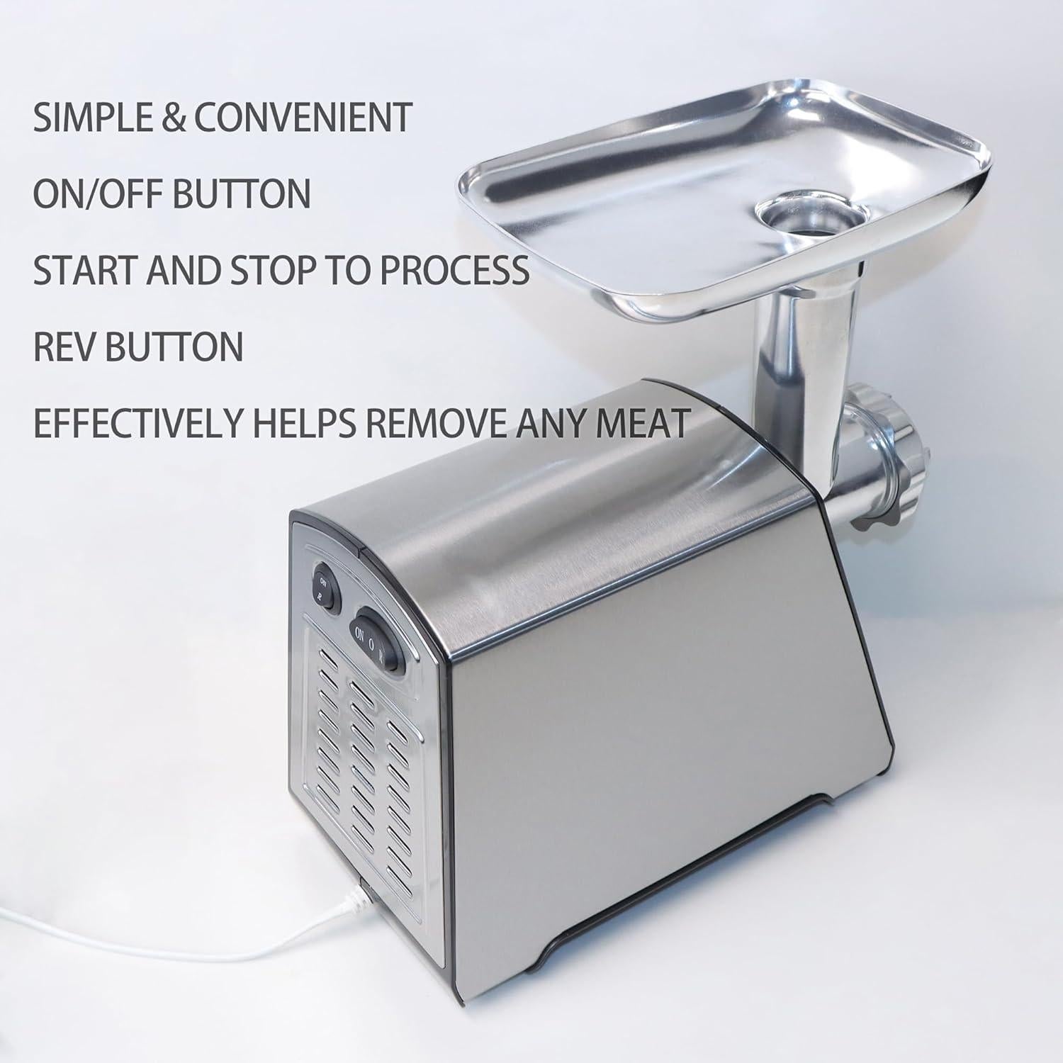 Picadora de Carne Eléctrica BenRich 2800W con 3 Placas y Kit de Salchichas