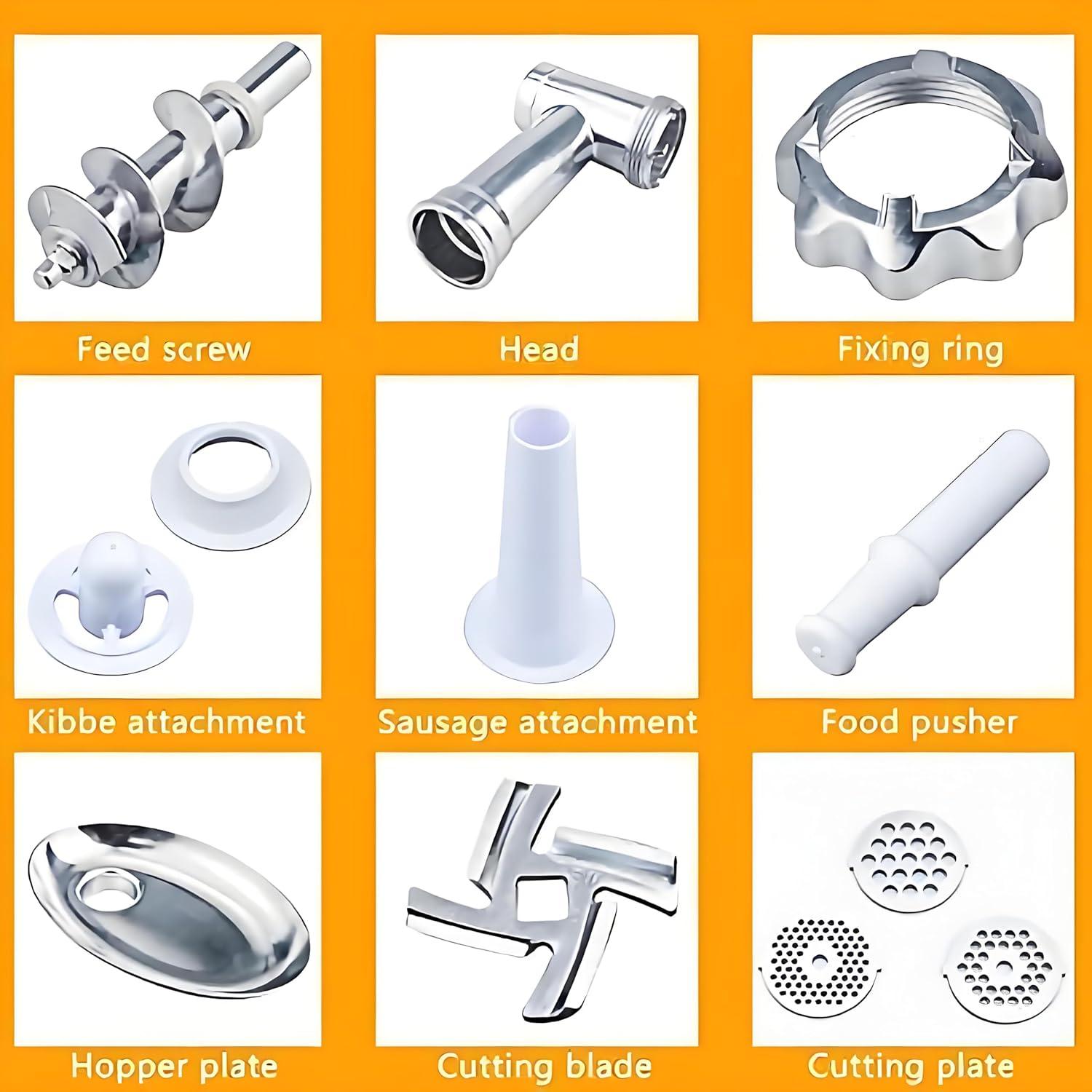 Picadora de Carne Eléctrica BenRich 2800W con 3 Placas y Kit de Salchichas