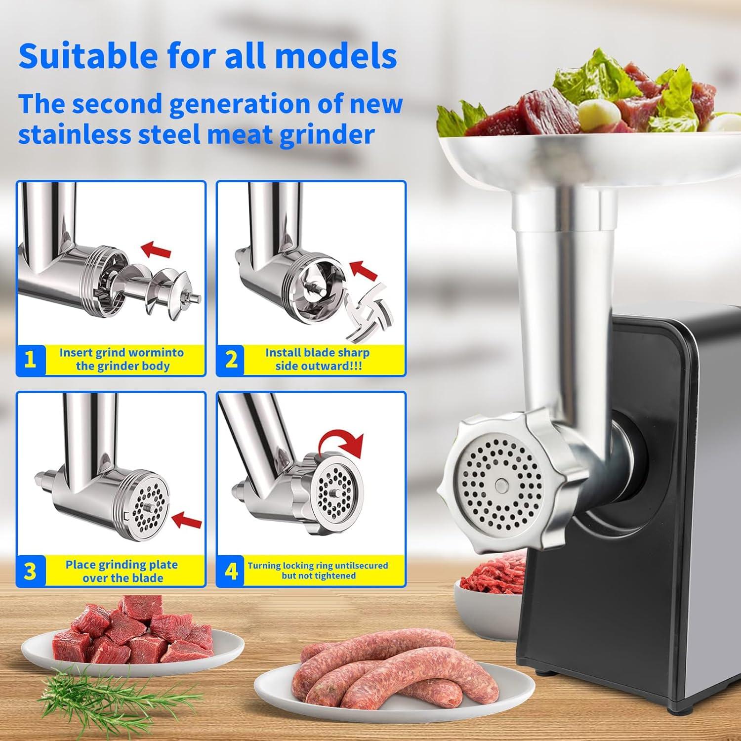 Meat Grinder Electric, 9 in1 Meat Grinder for Home Use, 800W Stainless Steel Meat Grinder Electric, Heavy Duty Meat Mincer Machine Sausage Maker, for Home Kitchen Use