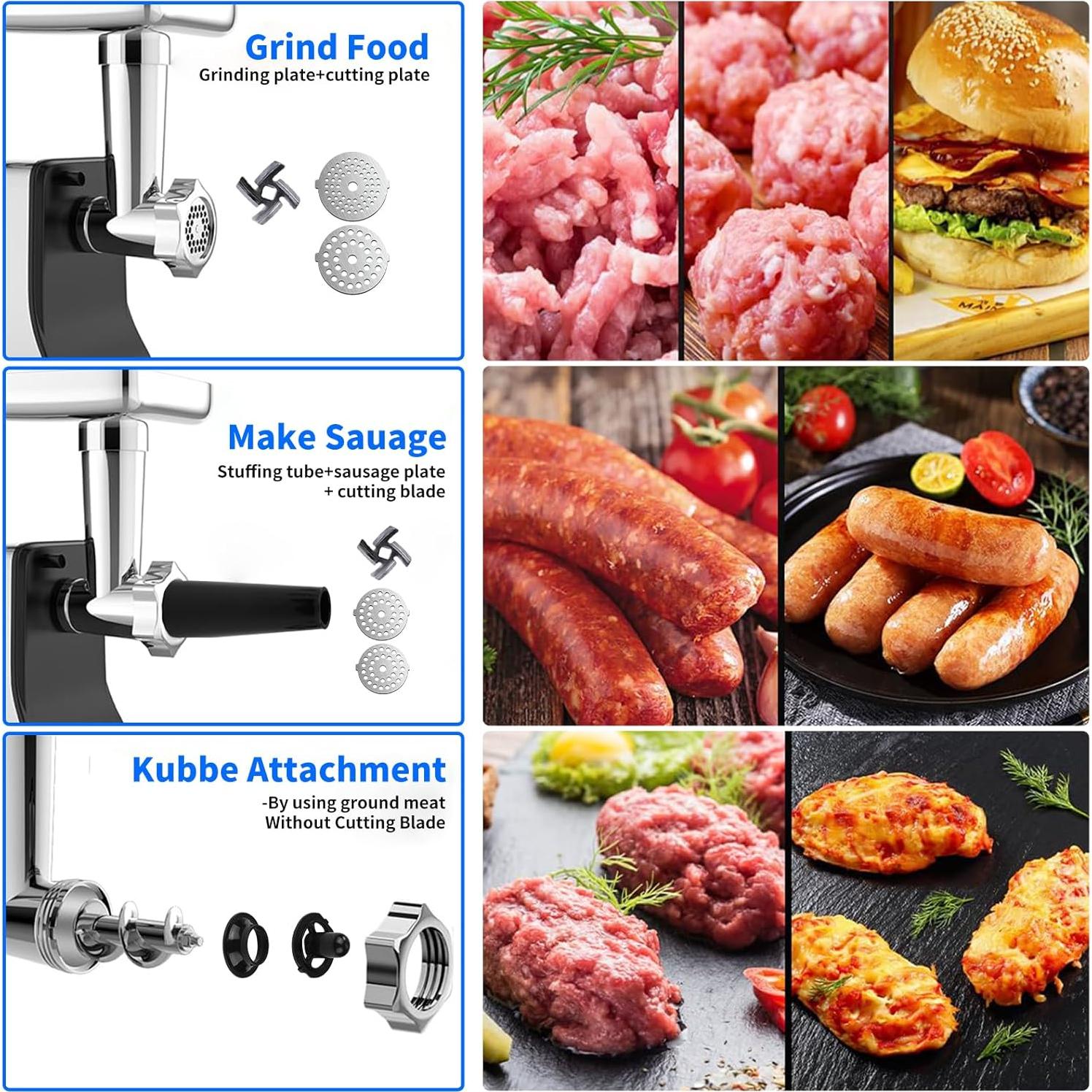 Meat Grinder Electric, 9 in1 Meat Grinder for Home Use, 800W Stainless Steel Meat Grinder Electric, Heavy Duty Meat Mincer Machine Sausage Maker, for Home Kitchen Use