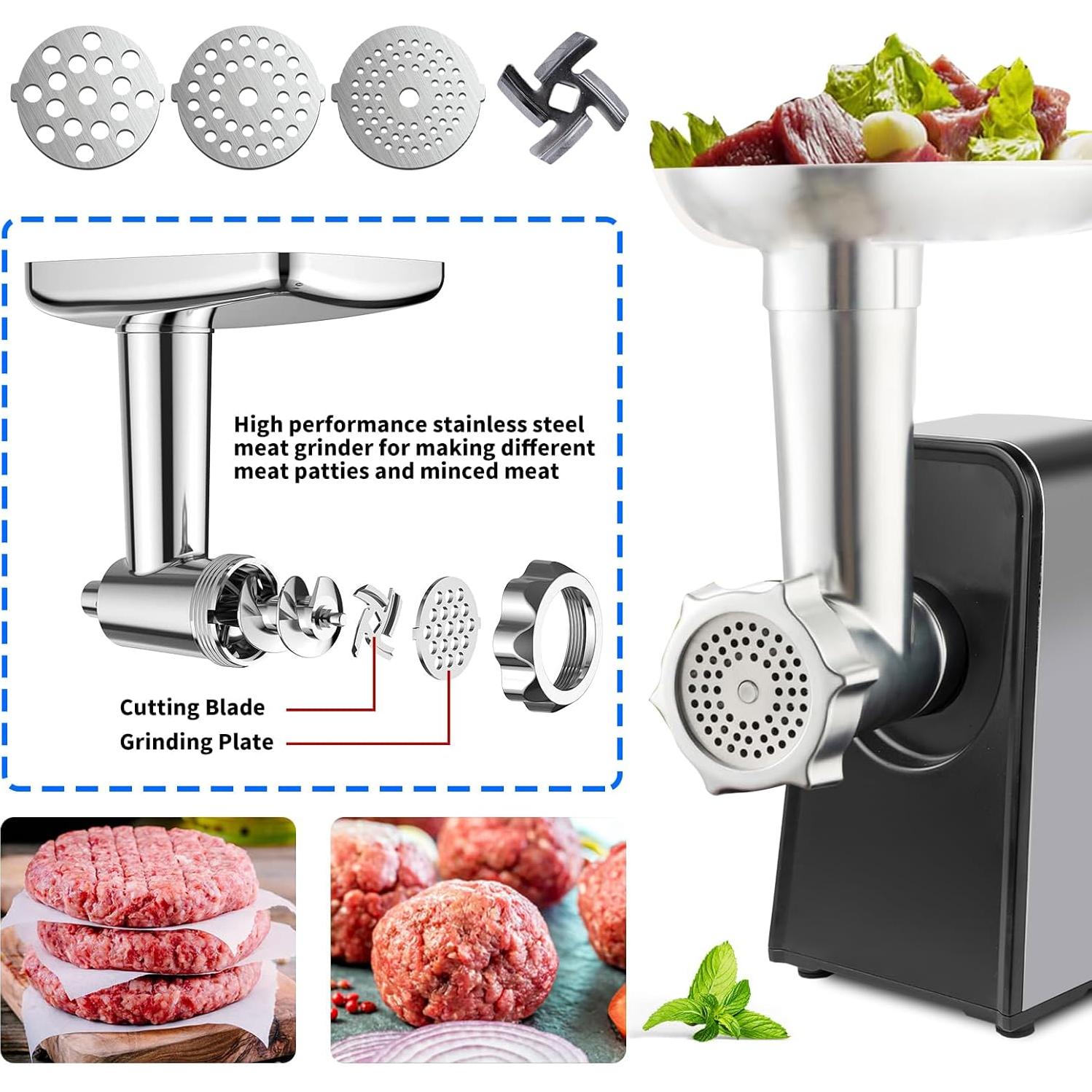 Meat Grinder Electric, 9 in1 Meat Grinder for Home Use, 800W Stainless Steel Meat Grinder Electric, Heavy Duty Meat Mincer Machine Sausage Maker, for Home Kitchen Use