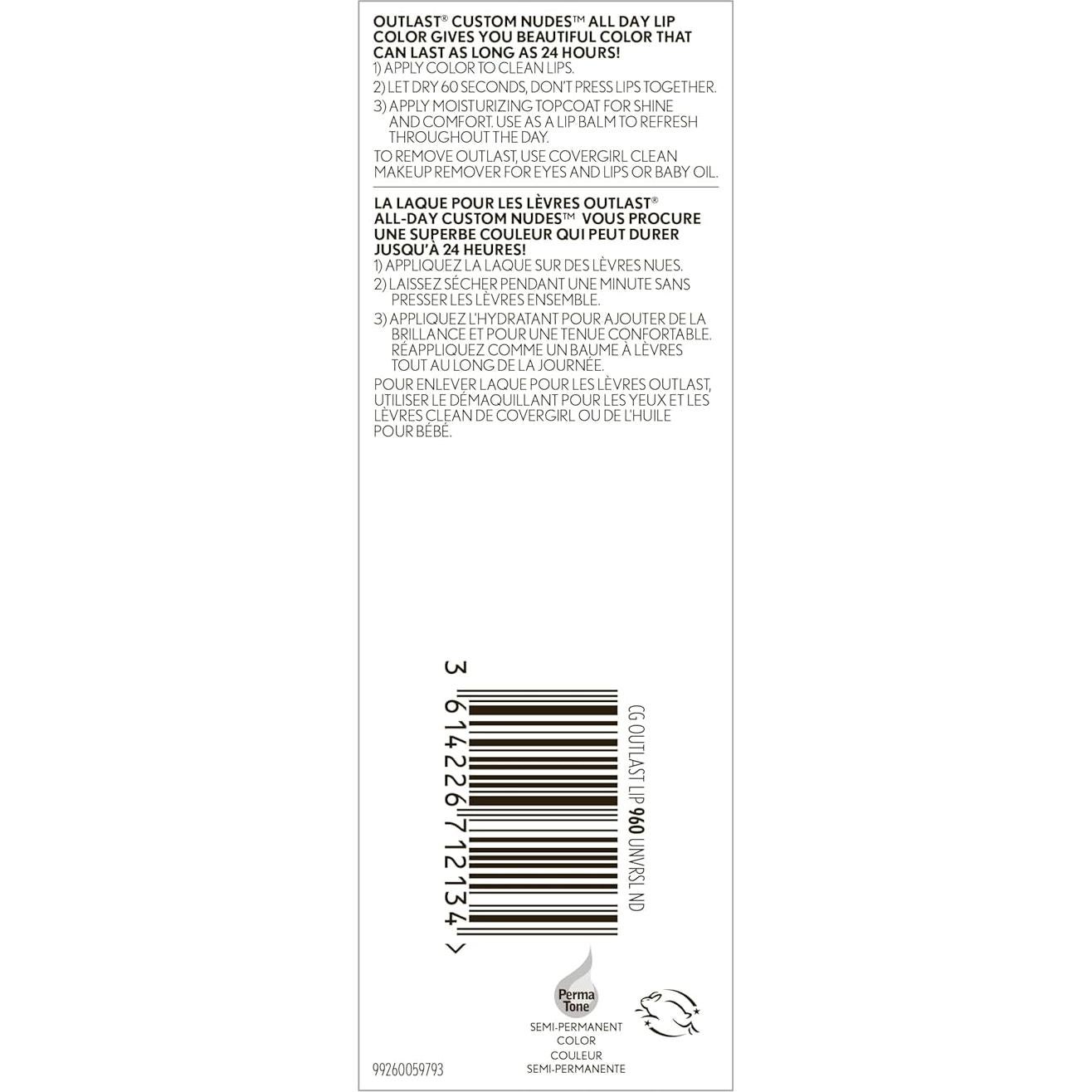 Labial Covergirl Outlast Nude Universal 2,08 ml 24 horas