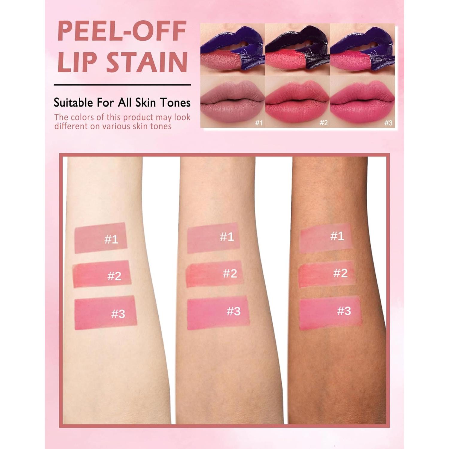 Set de Tinte Labial Peel Off LYSdefeu - 3 Piezas Rosa Mate