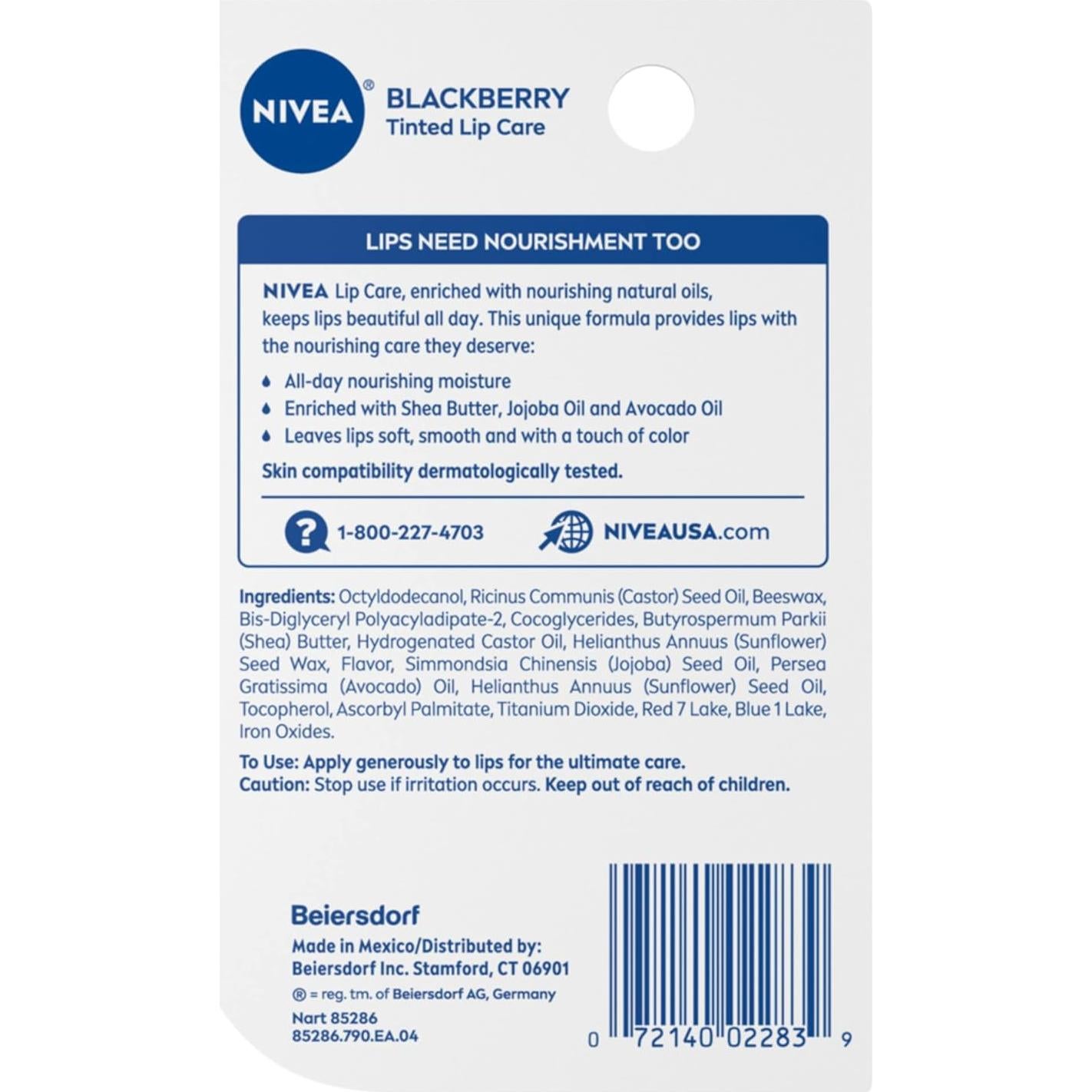 Bálsamo Labial Nivea Sabor Mora 4,8 g Hidratante