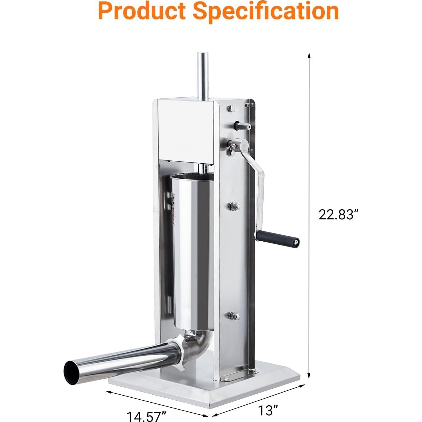 Rellenador de Salchichas Manual PioneerWorks 10L Acero Inoxidable