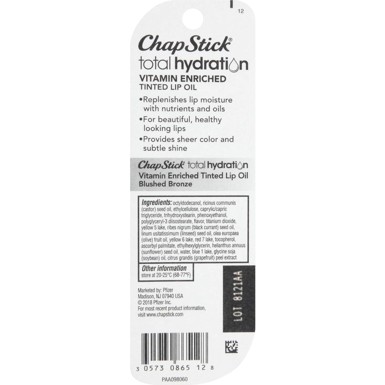 ChapStick Total Hydration Aceite Labial Bronce Sonrojado 6,8 g