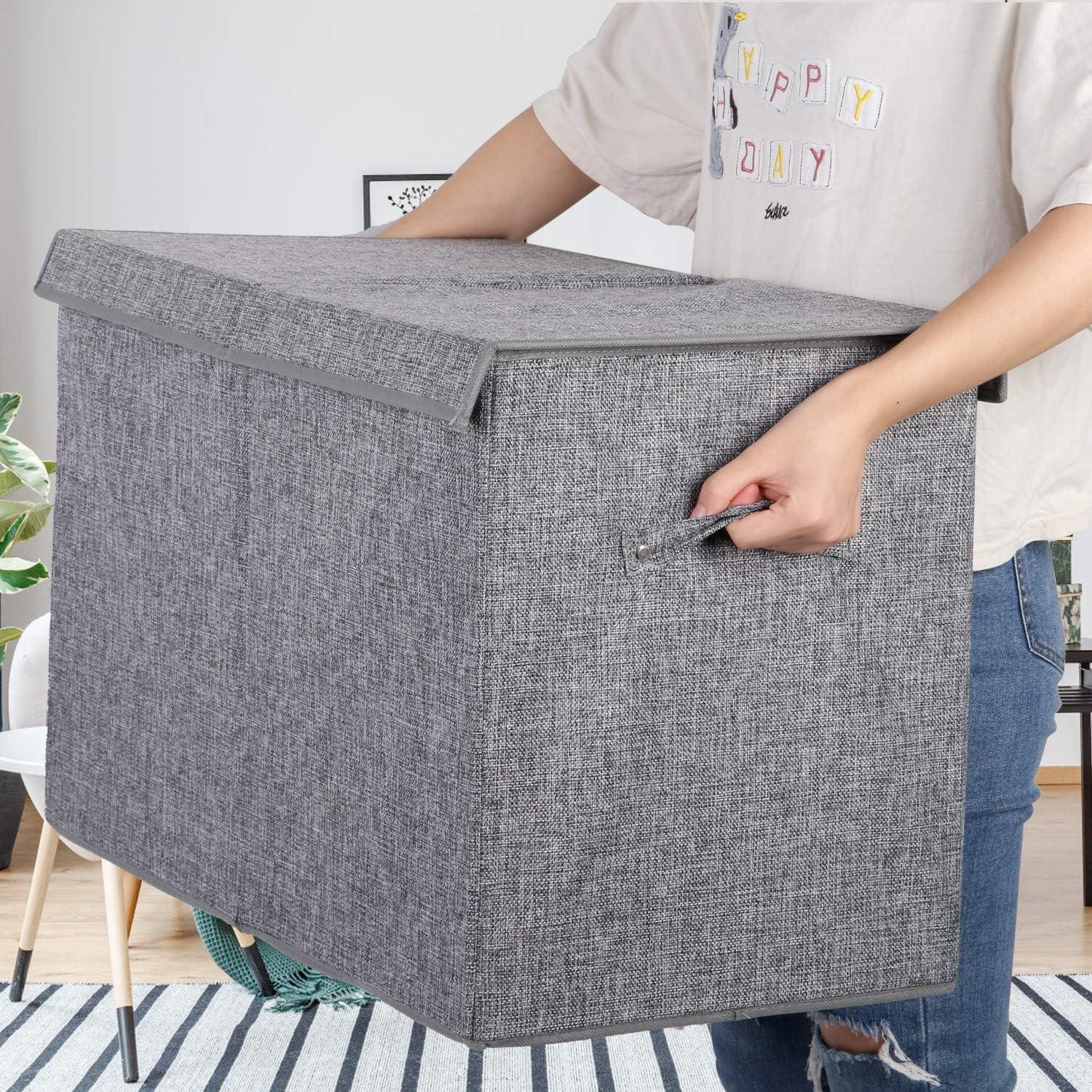 Caja de Juguetes Grande Popoly 83L Gris Plegable con Tapa