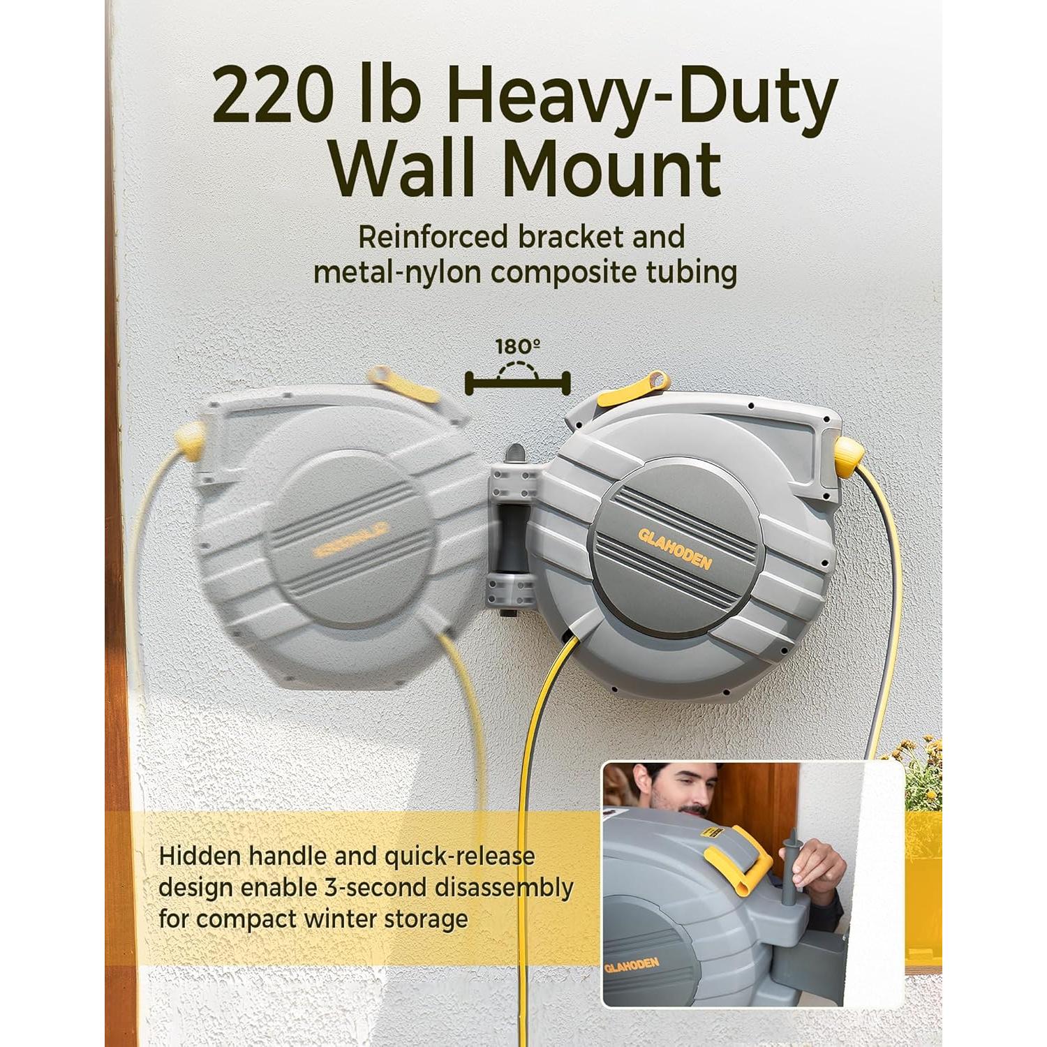 Carrete de Manguera Retráctil GLAHODEN 1/2" x 39.62 m