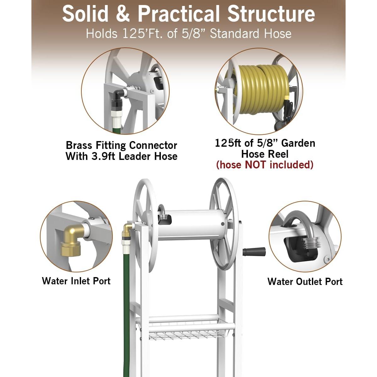 Carrete de Manguera Garbuildman Blanco 125 Pies 5/8"