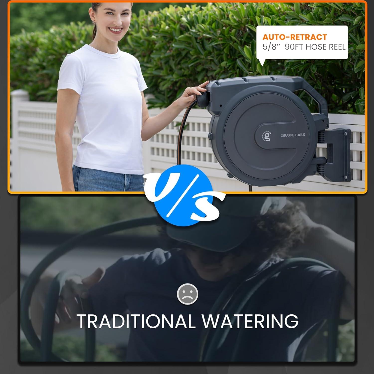Carrete de Manguera Retráctil Giraffe Tools 5/8" x 27,43 m