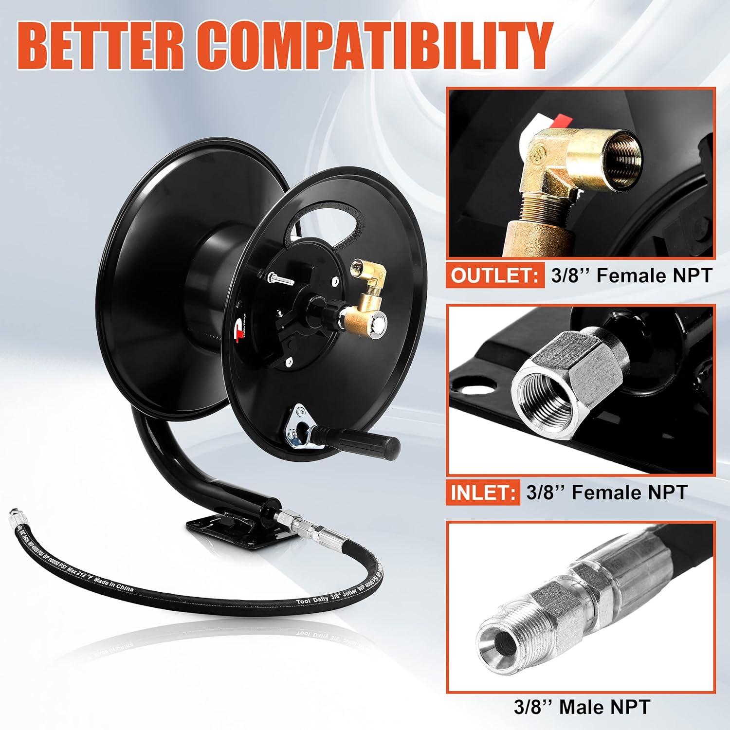 Carrete de Manguera Tool Daily 100 Pies Acero Inoxidable