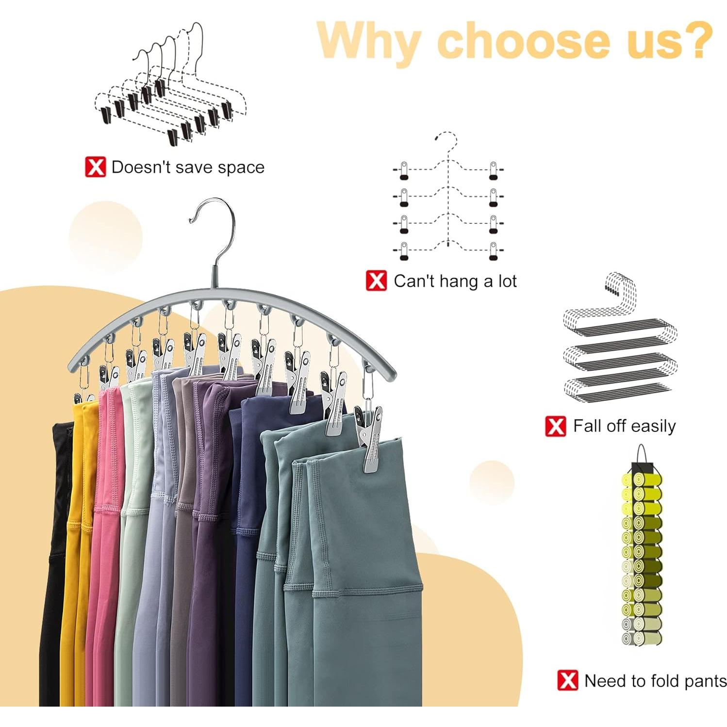 Organizador de Leggings Volnamal 2 Paquetes 20 Clips Gris