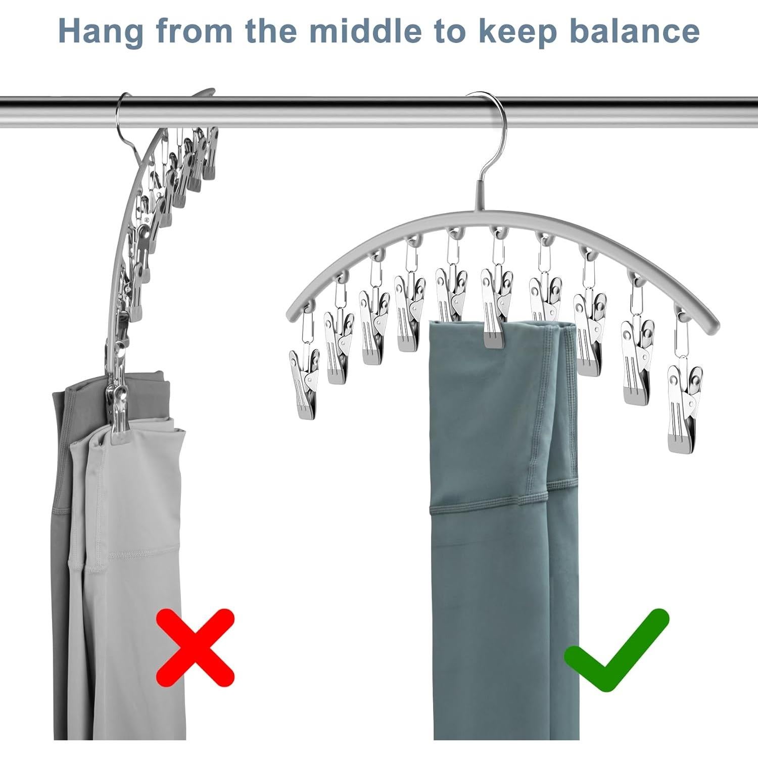 Organizador de Leggings Volnamal 2 Paquetes 20 Clips Gris