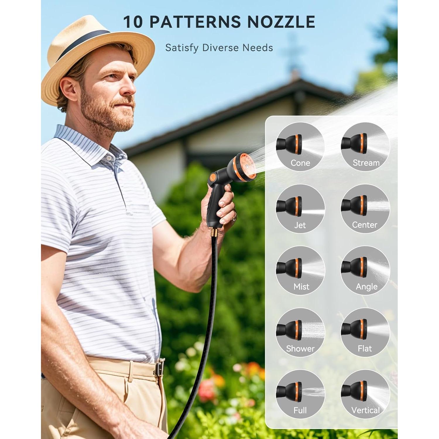 Carrete de Manguera de Jardín SUNPOW 1/2" x 10 m con Boquilla