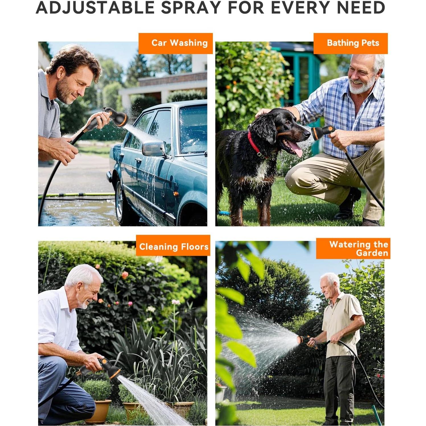 Carrete de Manguera de Jardín SUNPOW 1/2" x 10 m con Boquilla