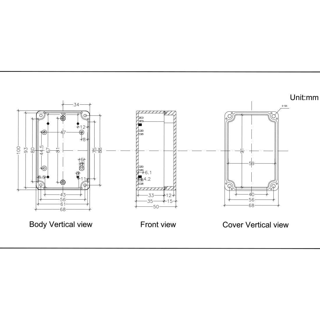 Caja de Conexiones Zulkit IP65 Impermeable 100x68x50mm Paquete de 2