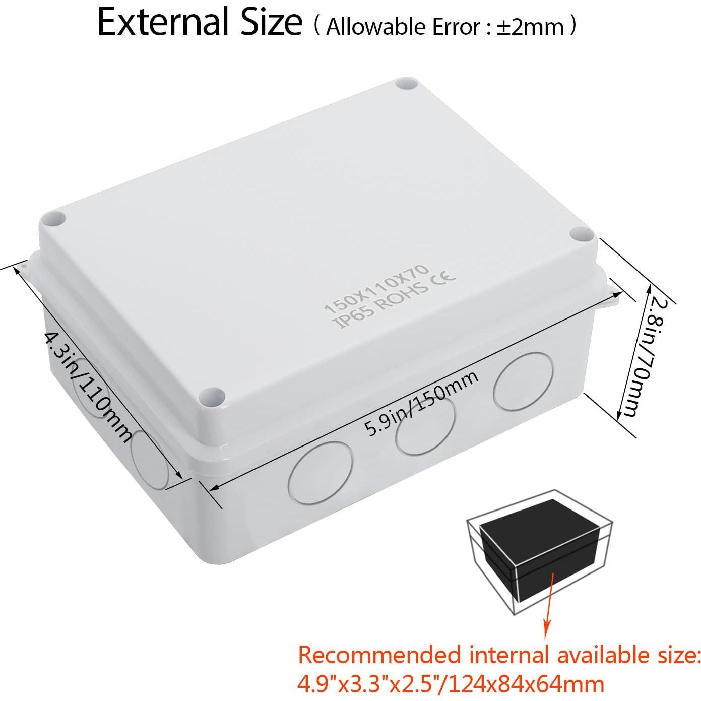 Caja de Conexiones LeMotech IP65 Plástico ABS 15x11x7 cm