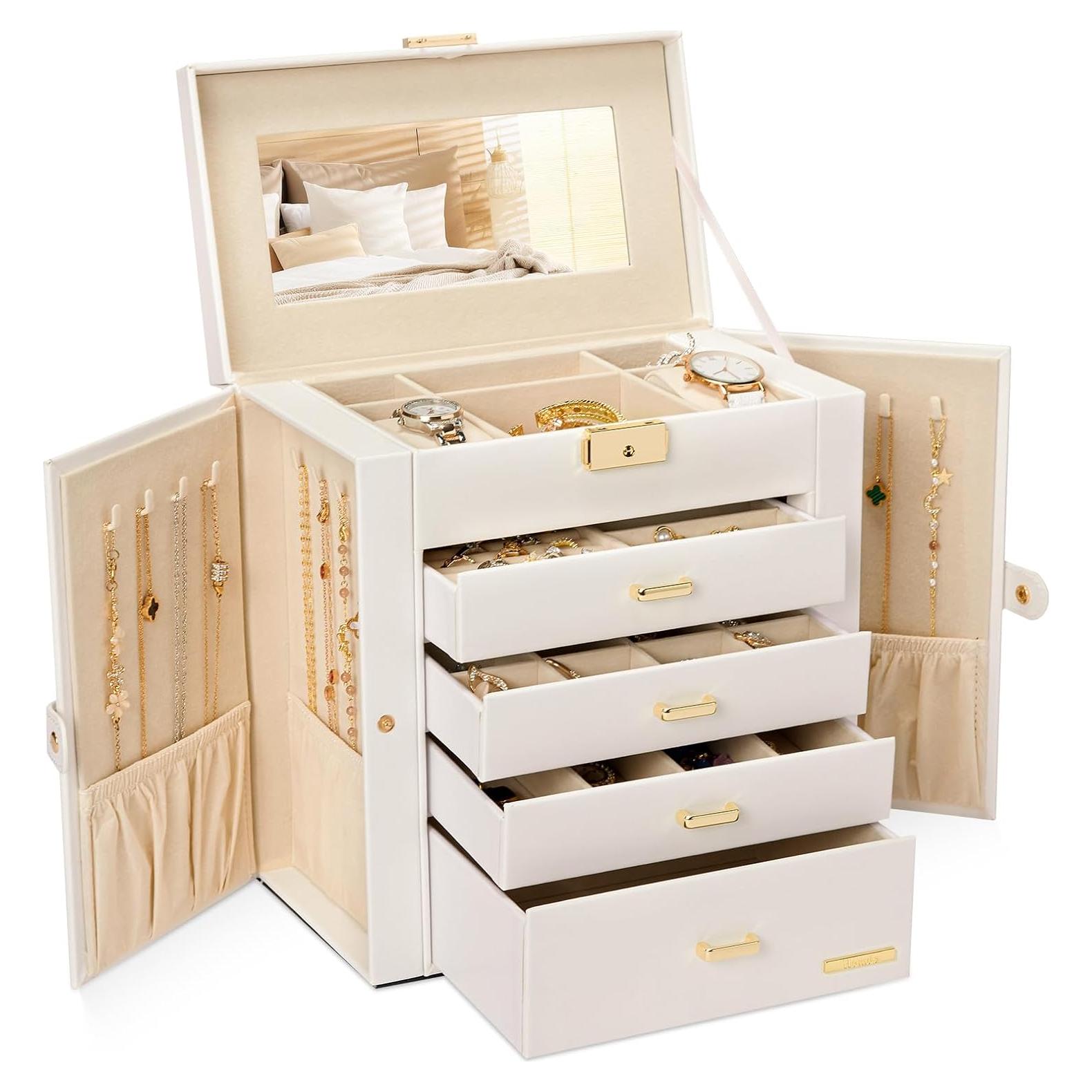 Caja de Joyería Homde Grande con Espejo y Cerradura